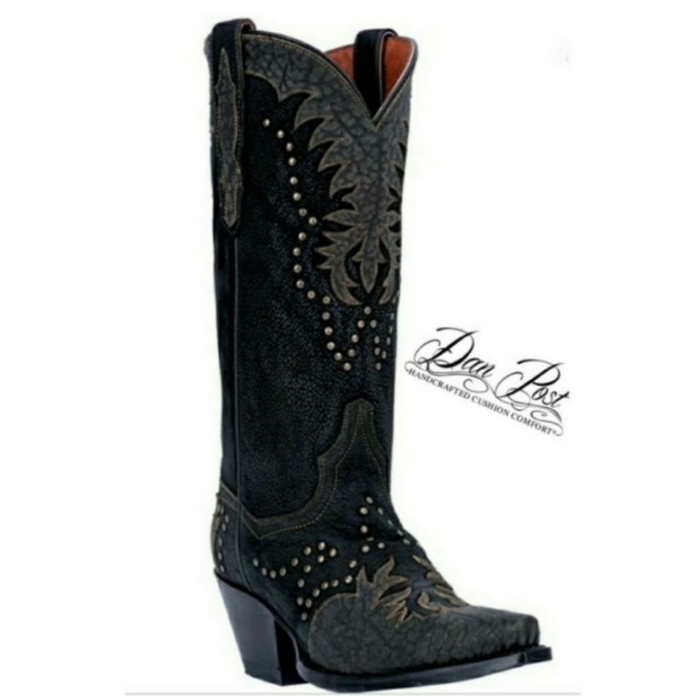 Dan Post "Invy" Studded Western Boots Black Leather DP3582 | Women's Size 8 - Picture 2 of 16